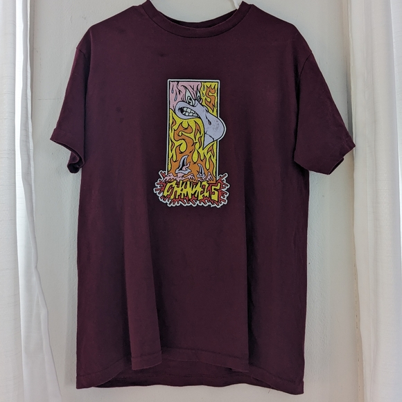 Channel 5 Angry Fire Bird Shirt Maroon - Picture 1 of 4